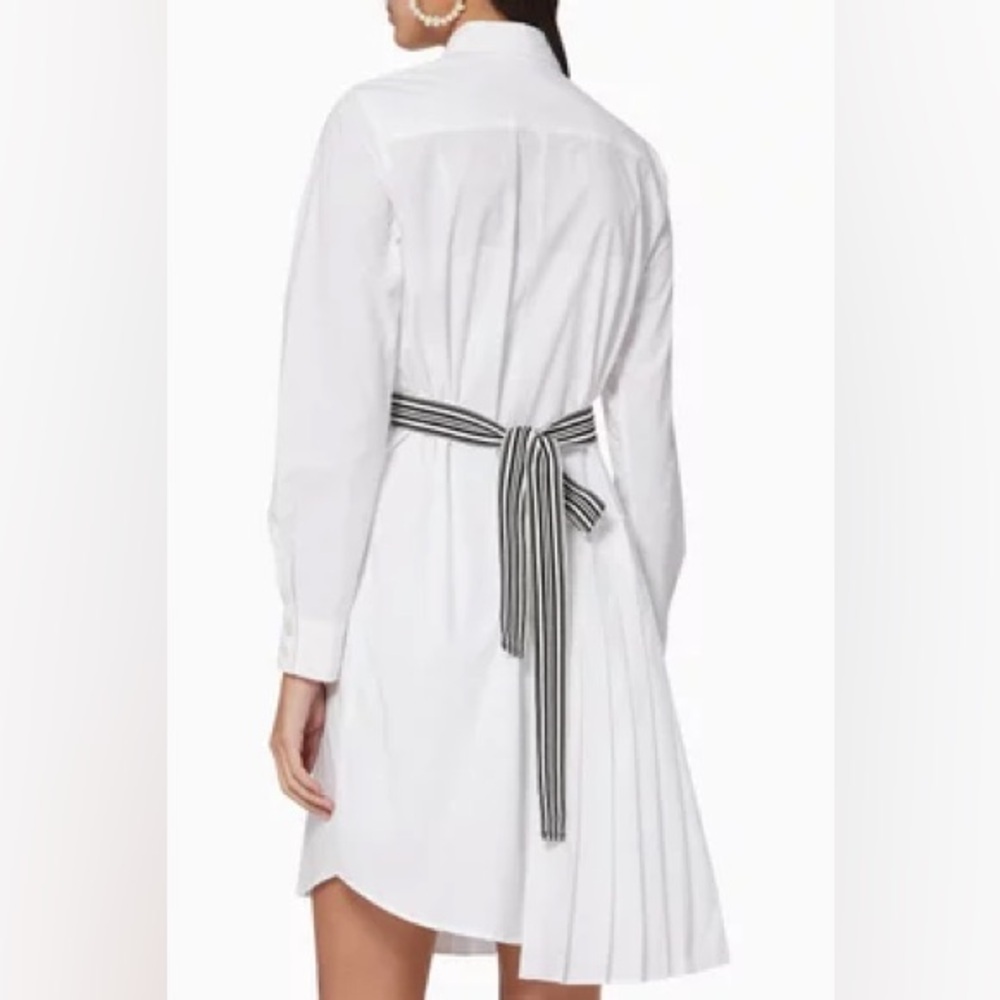 Marella White Mastice Long Sleeve Belted Shirt Dress Size 6 / Small - Picture 10 of 10